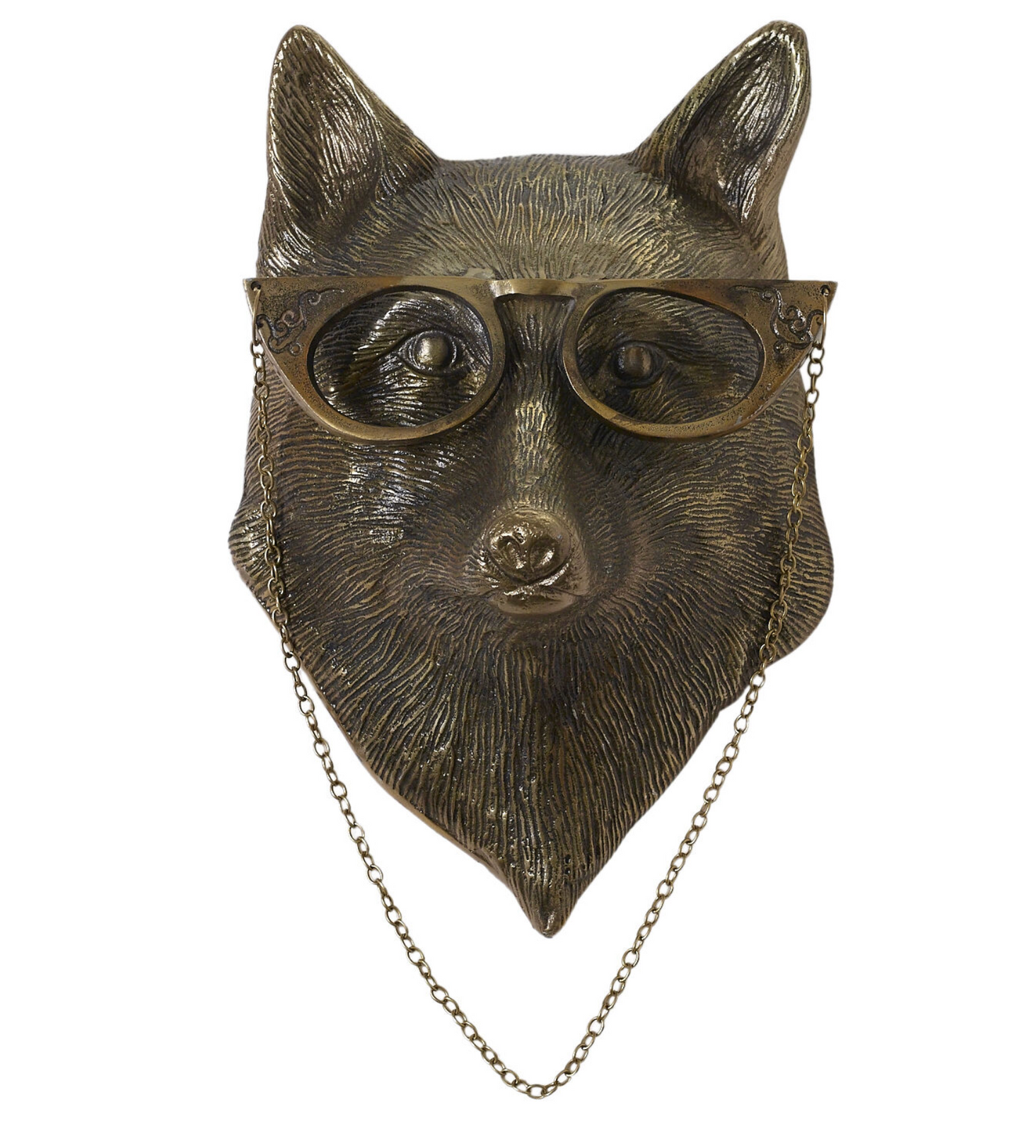 Eric and Eloise Collection - Eloise the Lady Fox with Glasses Bronze Hanging Wall Mount