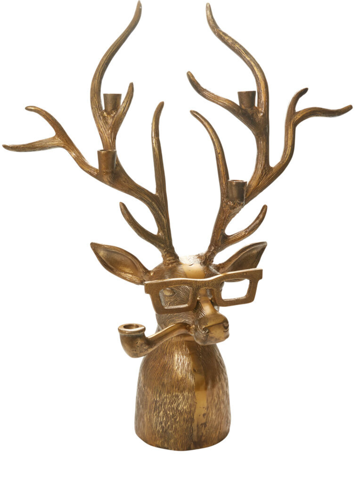 Eric and Eloise Collection - Large Frankie The Smoking Stag Bronzed Taper Candle Holder
