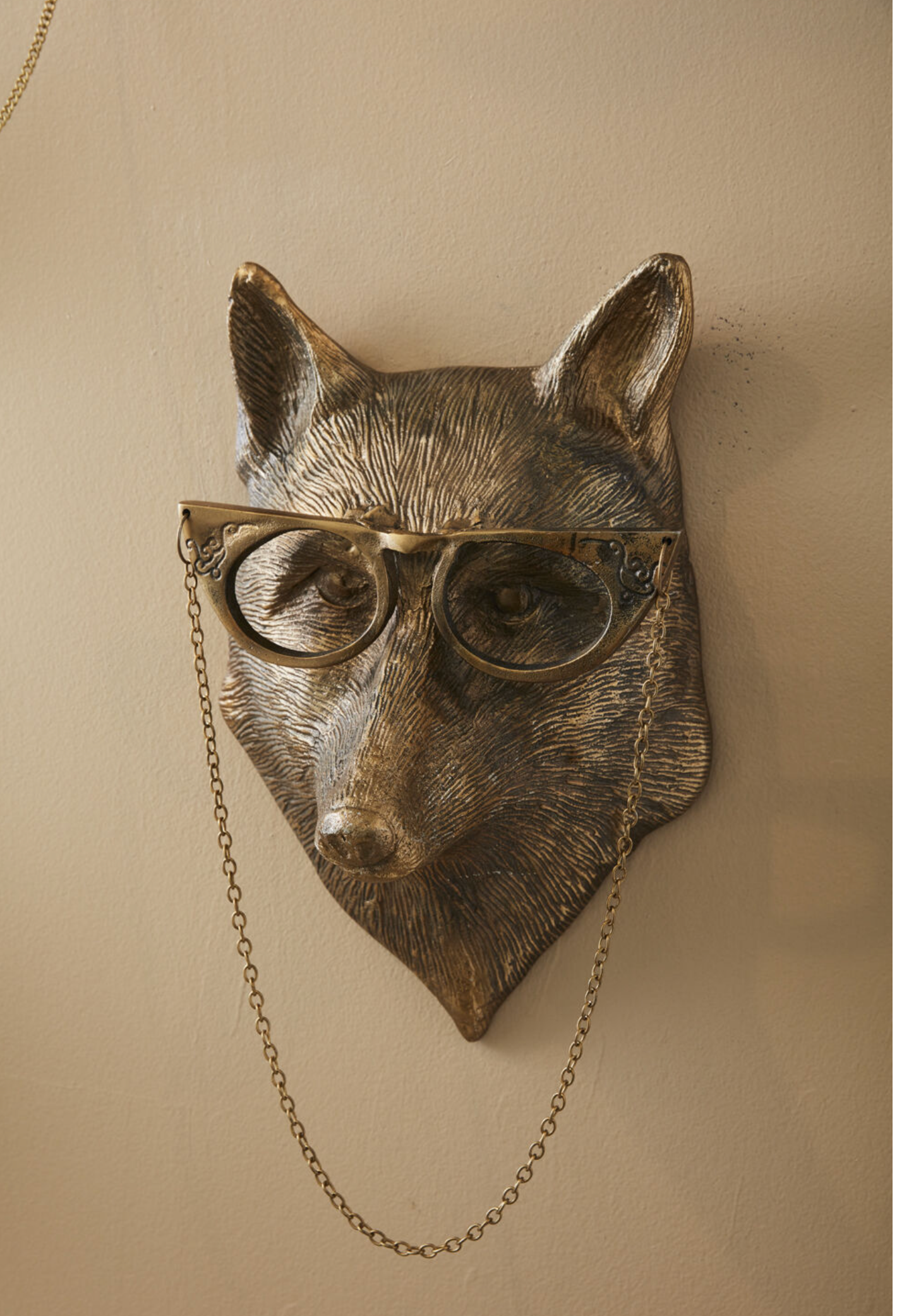 Eric and Eloise Collection - Eloise the Lady Fox with Glasses Bronze Hanging Wall Mount