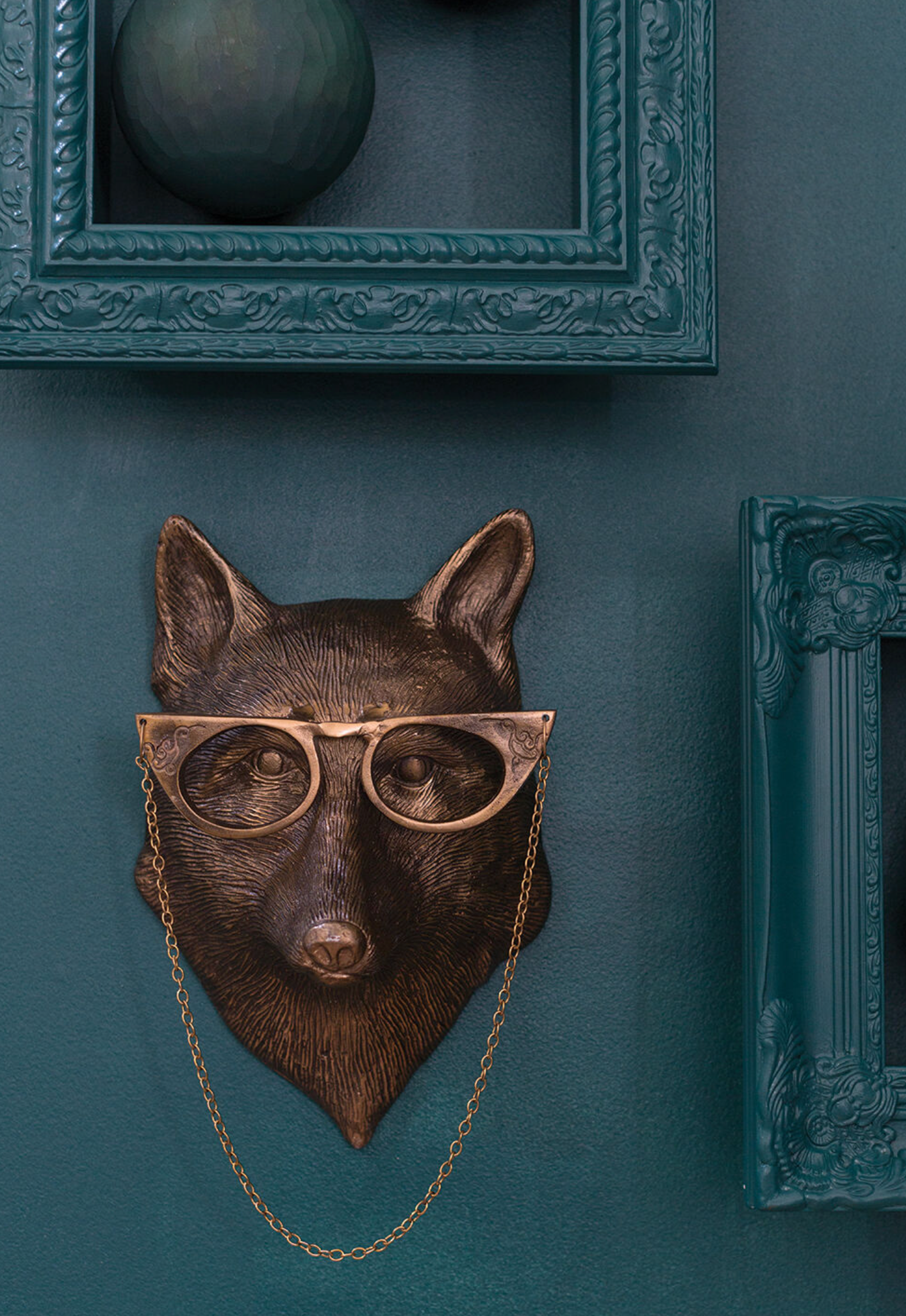 Eric and Eloise Collection - Eloise the Lady Fox with Glasses Bronze Hanging Wall Mount