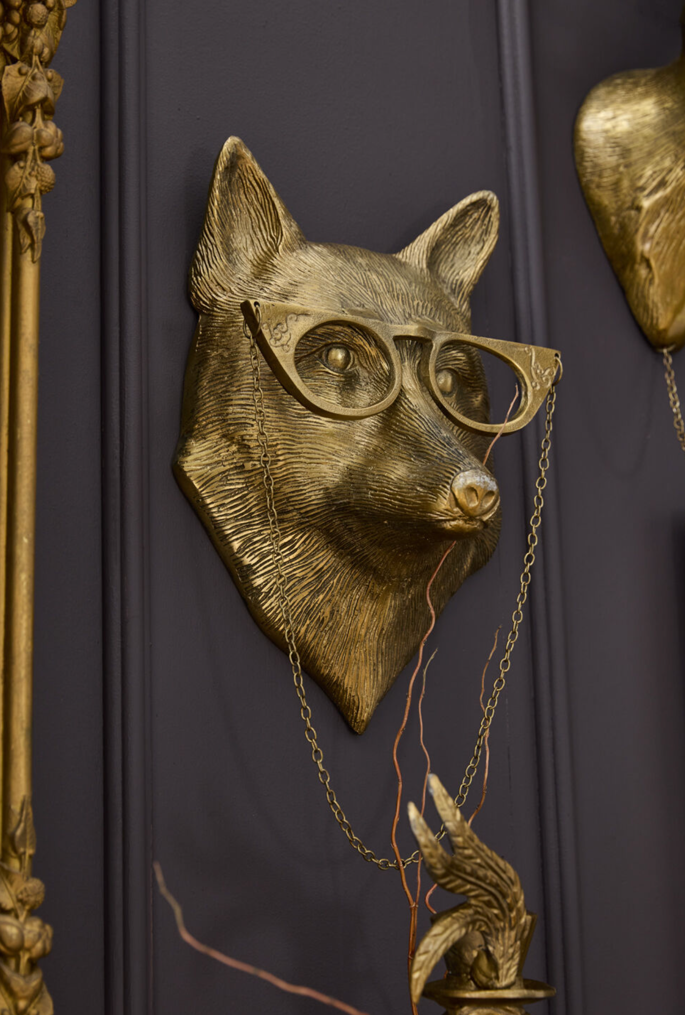 Eric and Eloise Collection - Eloise the Lady Fox with Glasses Bronze Hanging Wall Mount