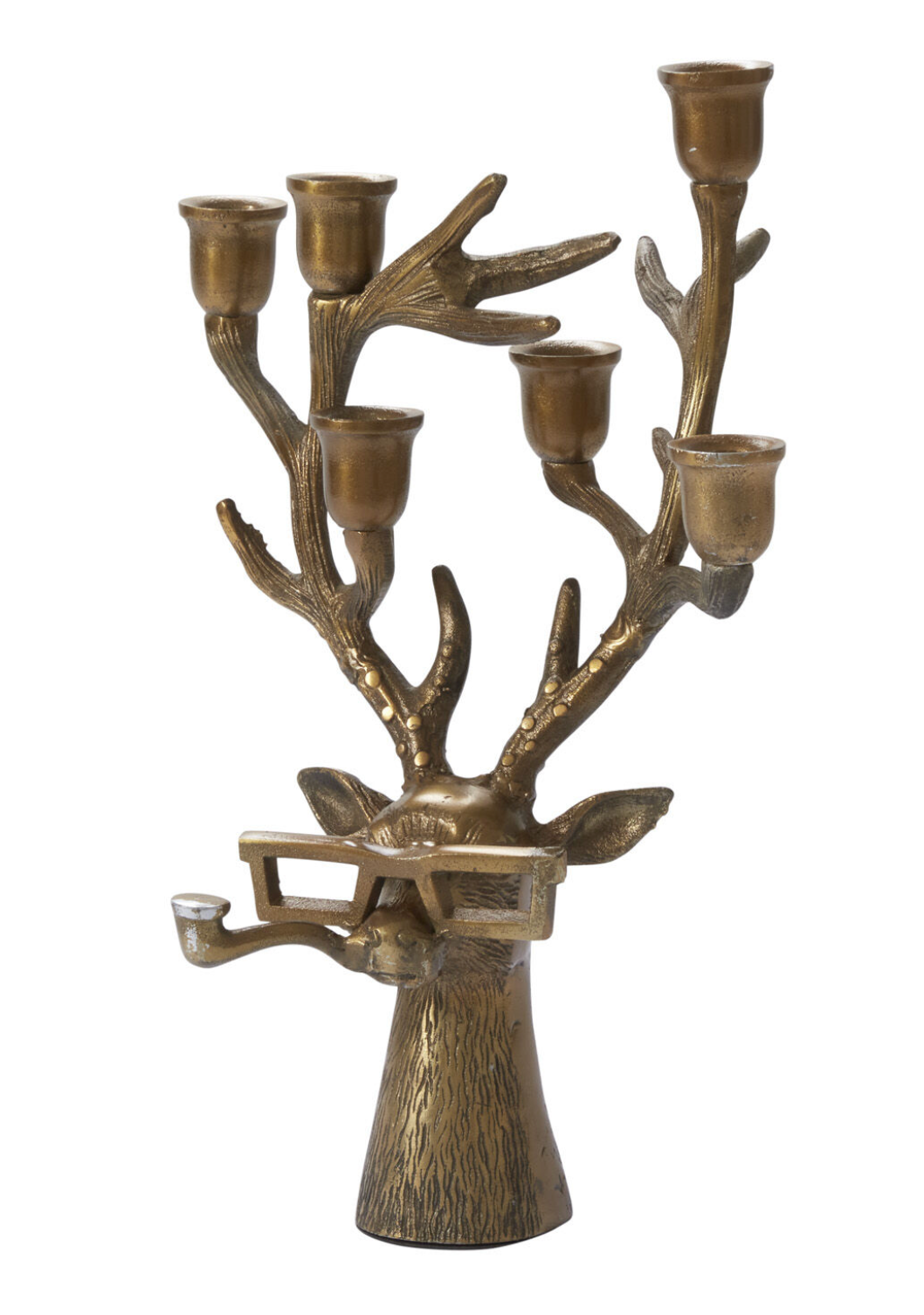 Eric and Eloise Collection - Frankie The Smoking Stag Bronzed Taper Candle Holder